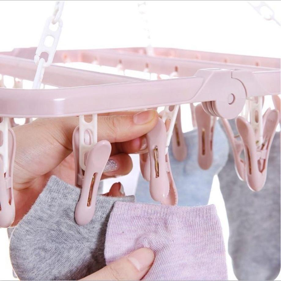 1 Pcs 32 Clips Folding Clothes - Baby Clothing Hanging Rack 评论和价格